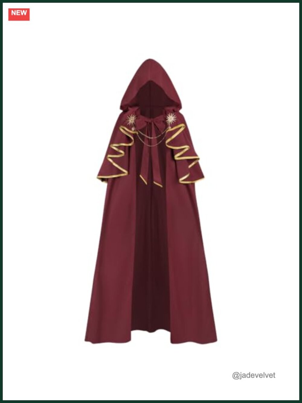 Velvet Hooded Cape Gothic Renaissance Cloak Brooch Costume